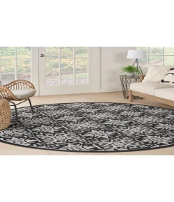 Nourison Home Aloha ALH34 Black White 7 ft. 10 in. Round Area Rug