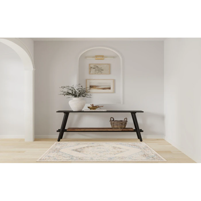 Nourison Astra Machine Washable Ivory Blue ASW13 2 ft. 2 in. X 4 ft. Rectangle Rug