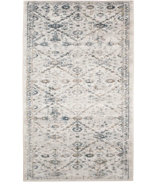 Nourison Astra Machine Washable Ivory Blue ASW16 2 ft. 2 in. X 8 ft. Rectangle Rug