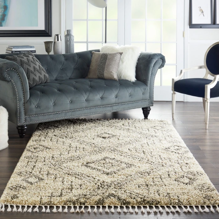 Nourison Oslo Shag Ivory/Grey OSL02 4 ft. X 6 ft. Rect. Rug