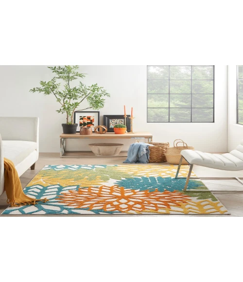 Nourison Aloha Turquoise Multicolor ALH05 3 ft. 6 in. X 5 ft. 6 in. Rectangle Rug
