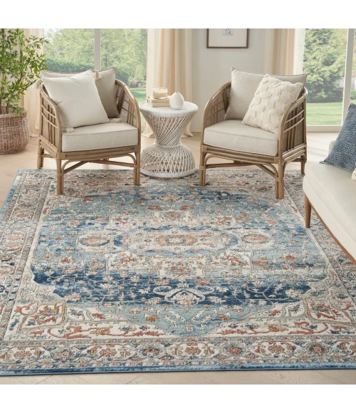 Nourison Quarry Ivory Blue QUA11 8 ft. X 10 ft. Rect. Rug