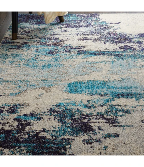 Nourison Celestial Area Rug CES02-Ivory/Teal Blue
