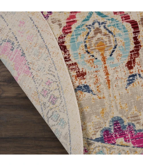 Nourison Vintage Kashan Round Area Rug VKA04-Ivory/Multicolor