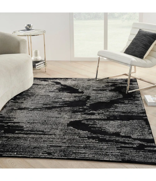 Michael Amini Ma30 Star Area Rug SMR02 Black Ivory 5'3" x 7'3"
