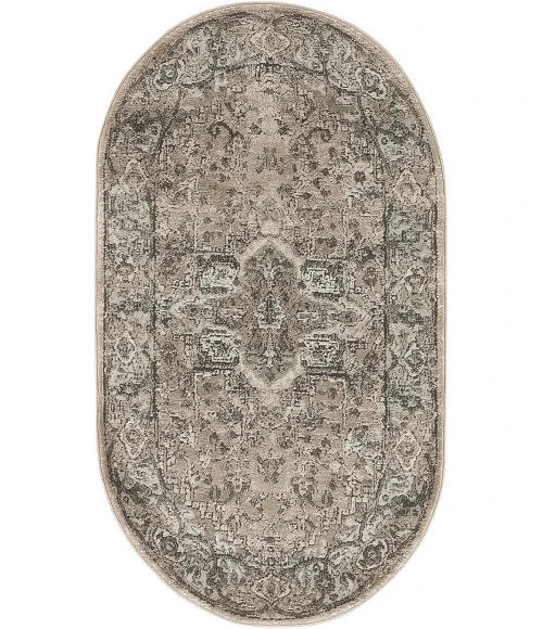 Nourison Quarry Beige Grey QUA05 3 ft. X 5 ft. Oval Rug