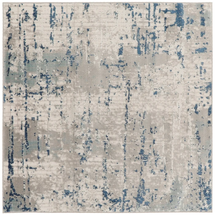 Nourison Quarry Ivory Grey Blue QUA01 4 ft. X Square Rug