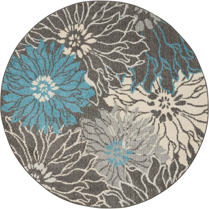 Nourison Passion Round Area Rug PSN17-Charcoal/Blue