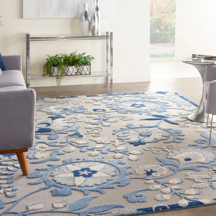 Nourison Aloha Area Rug ALH17 Blue/Grey 12' x 15'