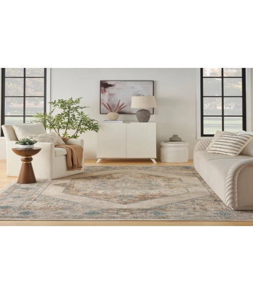 Nourison Astra Machine Washable Ivory Blue ASW13 7 ft. 10 in. X 10 ft. Rectangle Rug