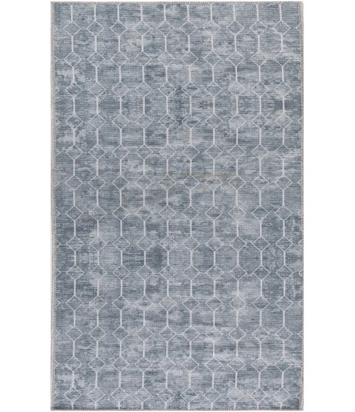 Nicole Curtis Machine Washable Series 1 Blue Grey SR107 2 ft. 2 in. X 8 ft. Rectangle Rug