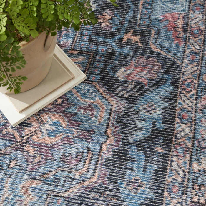 Nicole Curtis Machine Washable Series 1 Area Rug SR101 Blue 8' x 10'