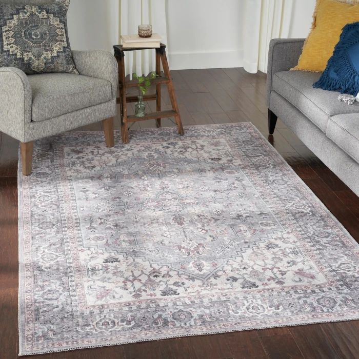 Nicole Curtis Machine Washable Series 1 Area Rug SR104 Black 5' x 7'