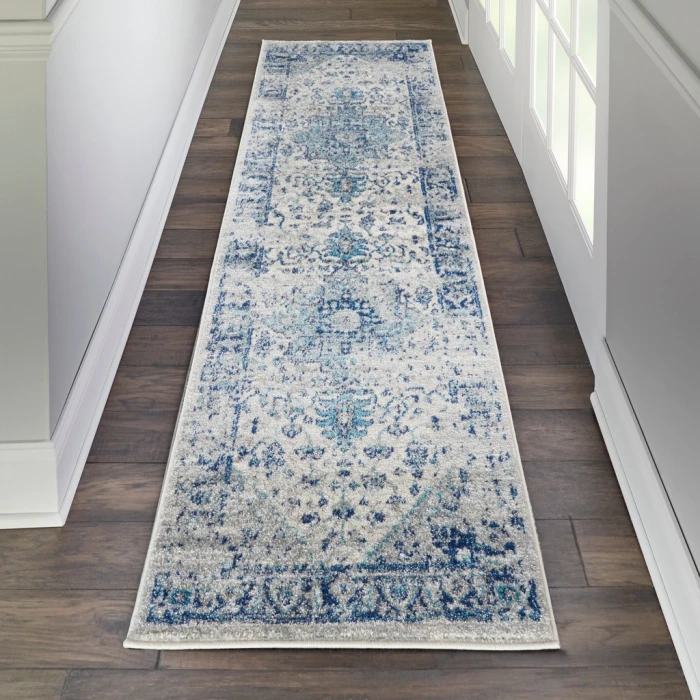 Nourison Tranquil Runner Area Rug TRA06-Ivory/Light Blue