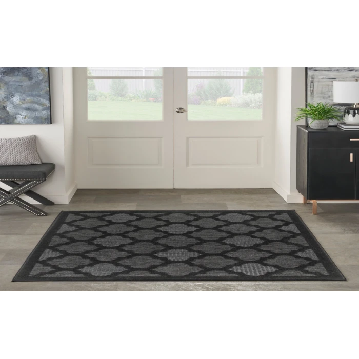 Nourison Easy Care Charcoal Black NES01 5 ft. Square Rug