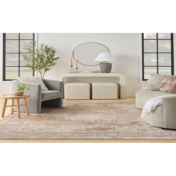 Nourison Astra Machine Washable Beige ASW13 6 ft. 7 in. X 9 ft. Rectangle Rug