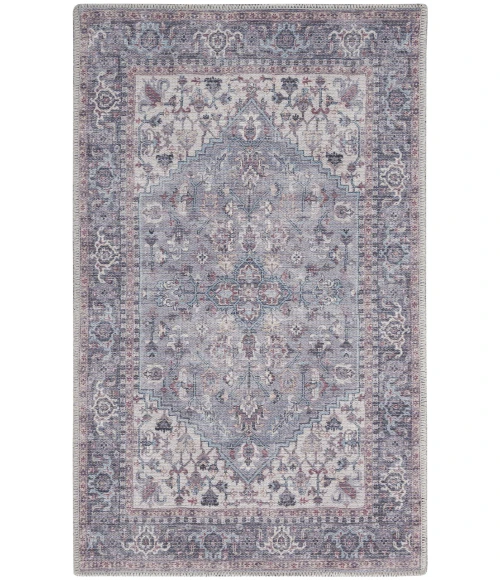 Nicole Curtis Machine Washable Series 1 Grey SR104 3 ft. X 5 ft. Rectangle Rug