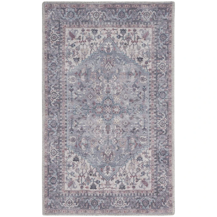 Nicole Curtis Machine Washable Series 1 Grey SR104 3 ft. X 5 ft. Rectangle Rug
