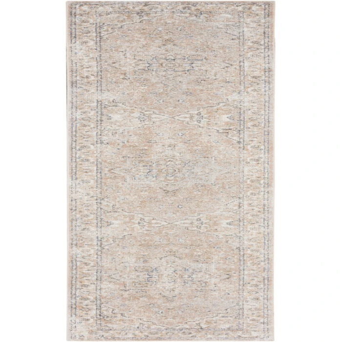 Nourison Astra Machine Washable Beige ASW12 2 ft. X 6 ft. Rectangle Rug
