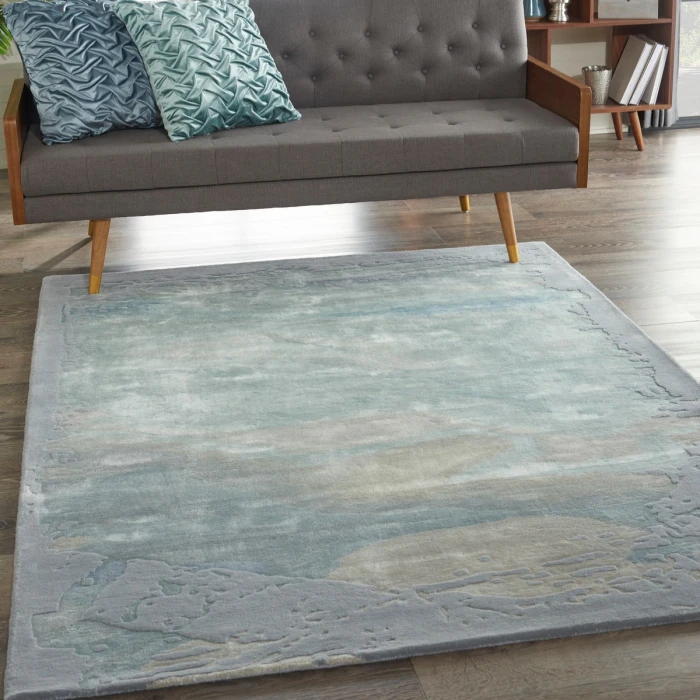 Nourison Prismatic Area Rug PRS19 Seafoam/Silver 5'6" x 7'5"