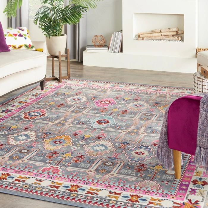 Nourison Vintage Kashan Area Rug VKA05-Grey/Multi