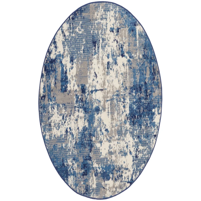 Nourison Grafix Navy Blue GRF38 4 ft. Round Rug