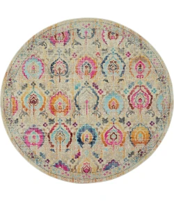 Nourison Home Vintage Kashan VKA04 Ivory/Multicolor 6 ft. Round Area Rug