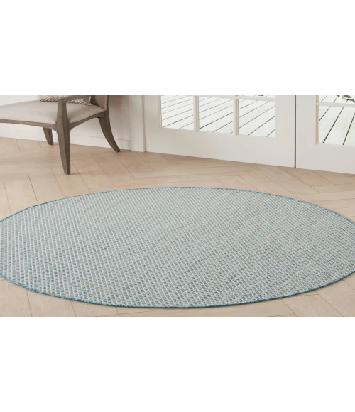 Nourison Courtyard Ivory Aqua COU01 4 ft. Round Rug