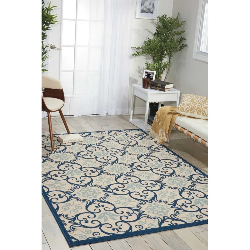 Nourison Caribbean Area Rug CRB02-Ivory/Navy