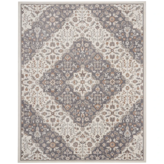 Nourison Elation Area Rug ETN08 Ivory Grey 7'10" x 9'10"