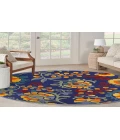 Nourison Aloha Navy Multicolor ALH17 5 ft. 3 in. Round Rug