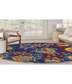 Nourison Home Aloha ALH17 Navy Multicolor 5 ft. 3 in. Round Area Rug
