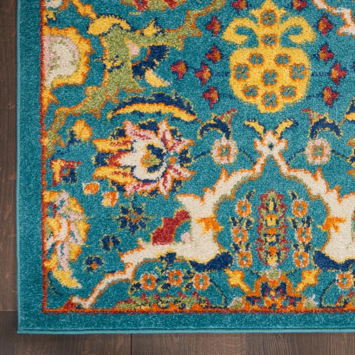 Nourison Allur Area Rug ALR03 Turquoise Ivory