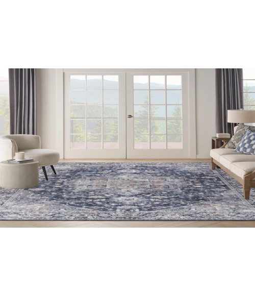 Nicole Curtis Machine Washable Series 1 Ivory Navy SR101 10 ft. X 14 ft. Rectangle Rug