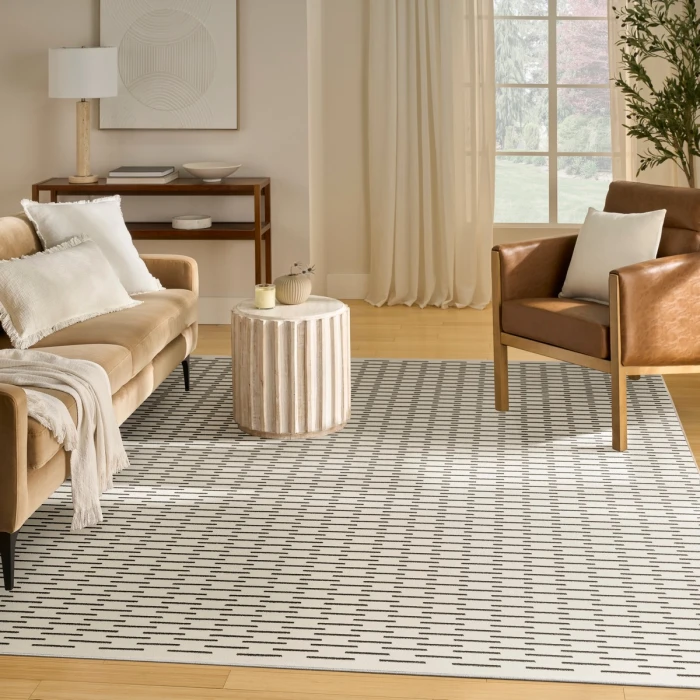 Nourison Nordic Ivory Black NRC12 8 ft. X 10 ft. Rect. Rug