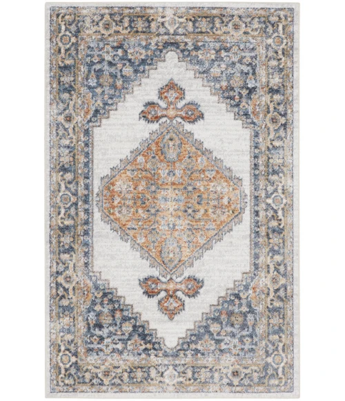 Nourison Astra Machine Washable Area Rug ASW11 Grey/Gold