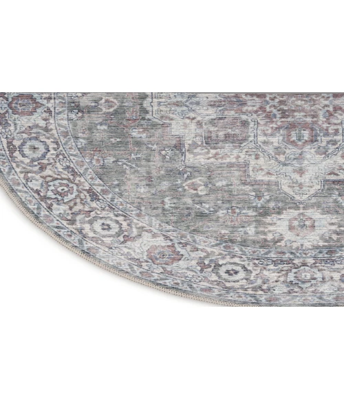 Nicole Curtis Machine Washable Series 1 Ivory Grey SR101 4 ft. Round Rug