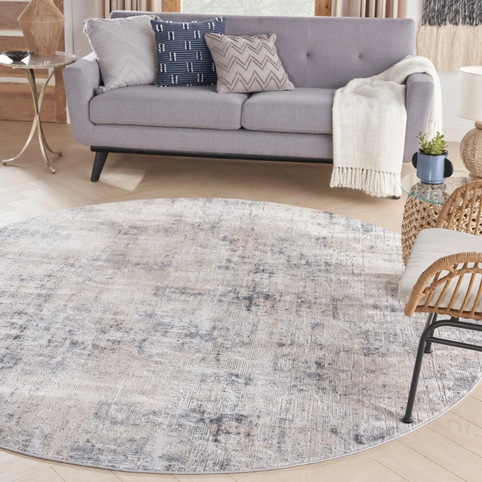 Nourison Rustic Textures Area Rug RUS01 Grey/Beige 5'3" x round
