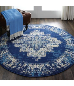Nourison Home Grafix GRF14 Navy Blue 5 ft. 3 in. Round Area Rug
