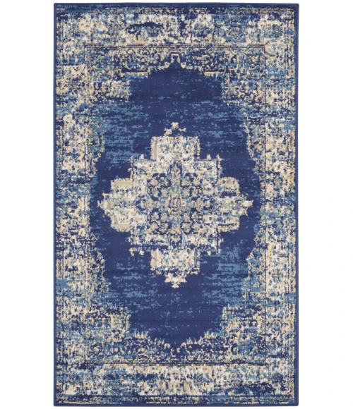 Nourison Grafix Area Rug GRF14-Navy Blue