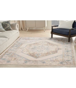 Nourison Home Astra Machine Washable ASW13 Ivory Blue 4 ft. X 6 ft. Area Rug