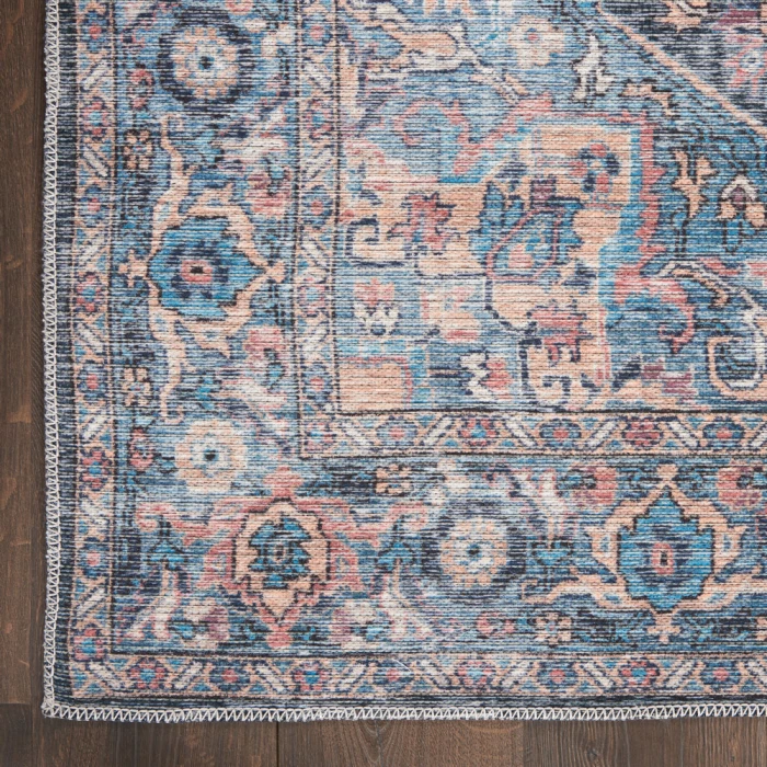 Nicole Curtis Machine Washable Series 1 Area Rug SR101 Light Blue Multi