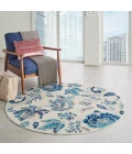 Nourison Tranquil Round Area Rug TRA02-Ivory/Light Blue