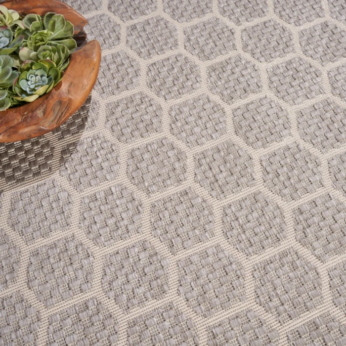 Nourison Twist Reversible Grey TWS01 8 ft. X Round Rug