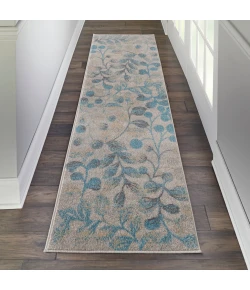 Nourison Home Tranquil TRA03 Ivory/Turquoise 2 ft. 3 in. X 7 ft. 3 in. Area Rug