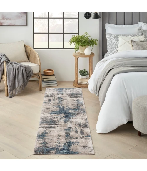 Kathy Ireland American Manor Area Rug AMR04 Ivory Blue 2'2" x 7'6"