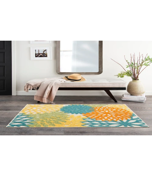Nourison Aloha Turquoise/Multicolor ALH05 3 ft. X 5 ft. Rectangle Rug