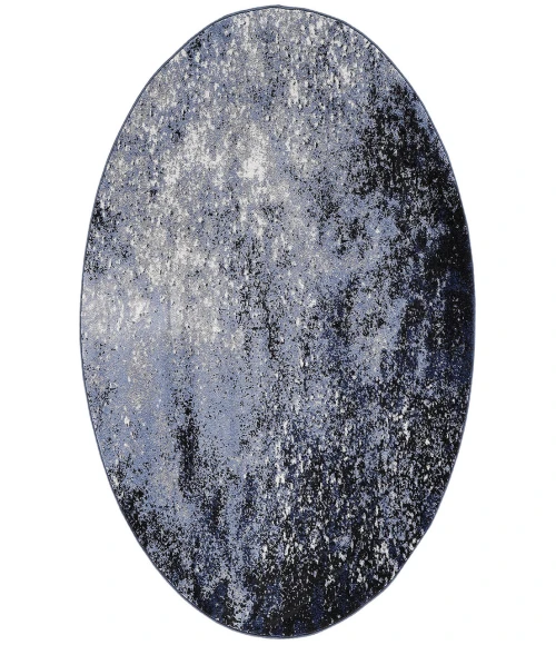 Nourison Passion Light Blue Black PSN10 5 ft. 3 in. Round Rug