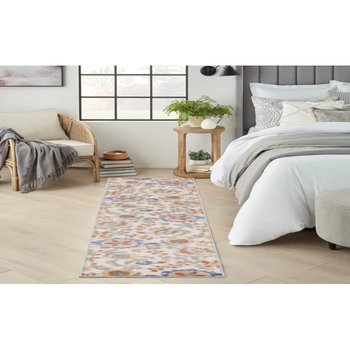Nourison Aloha Ivory Blue ALH17 2 ft. X 6 ft. Rectangle Rug
