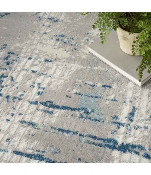 Nourison Quarry Ivory Grey Blue QUA01 8 ft. X Square Rug